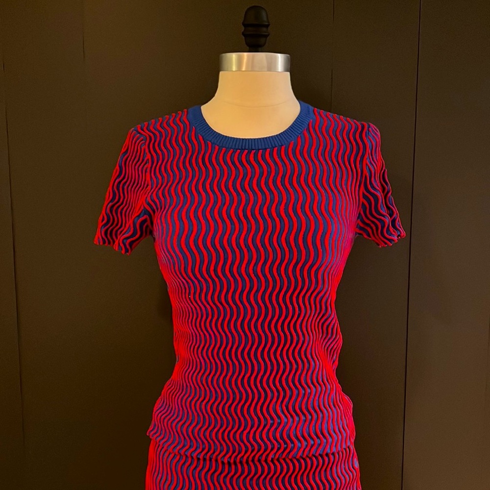 Opening Ceremony, size S/P, knit blue/red short sleeve